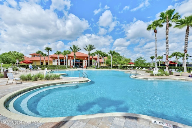 view of pool featuring a patio