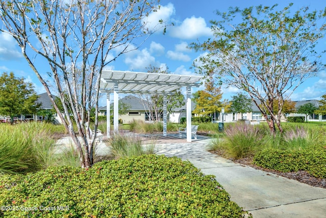 view of yard with a pergola