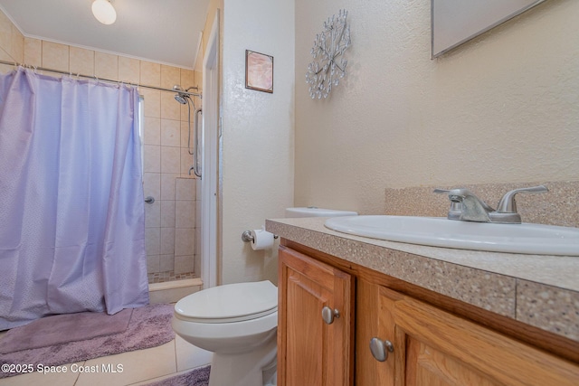 bathroom featuring vanity, toilet, and a shower with shower curtain