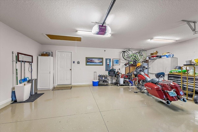 garage with a garage door opener