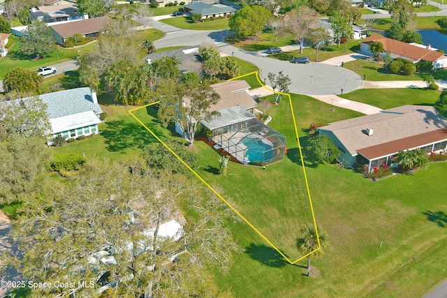 drone / aerial view featuring a residential view