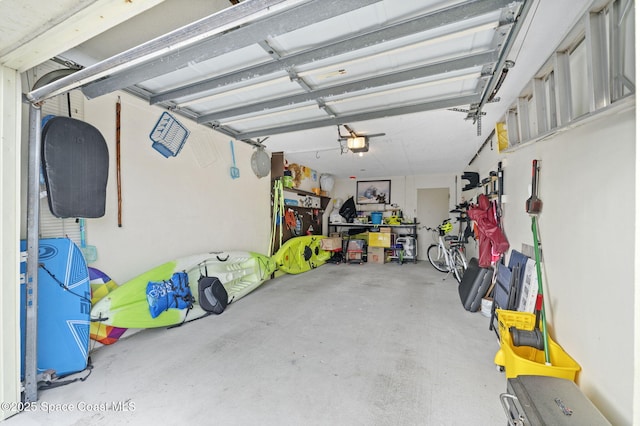 garage with a garage door opener