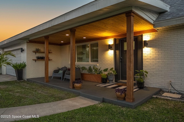 exterior space featuring a garage