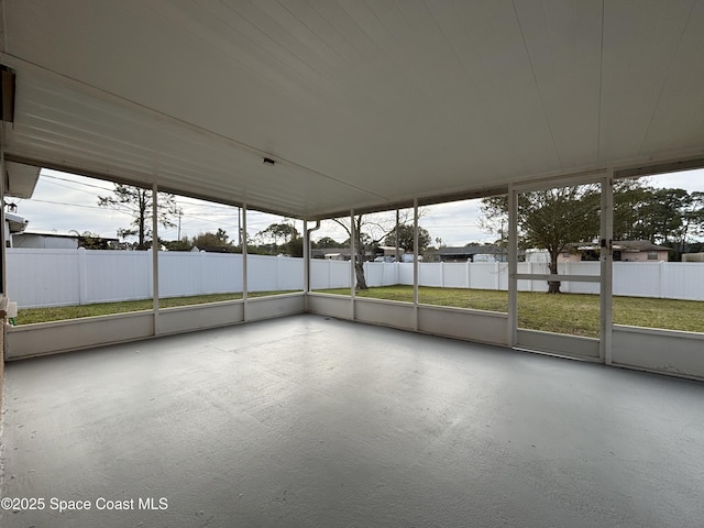 view of unfurnished sunroom