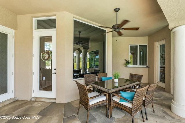 1459 Southpointe Ct, Melbourne, FL 32940 - view of patio with a ceiling fan and outdoor dining area