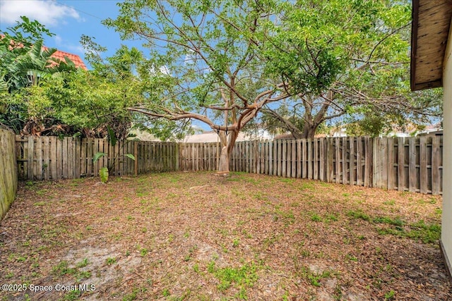 view of yard featuring a fenced backyard