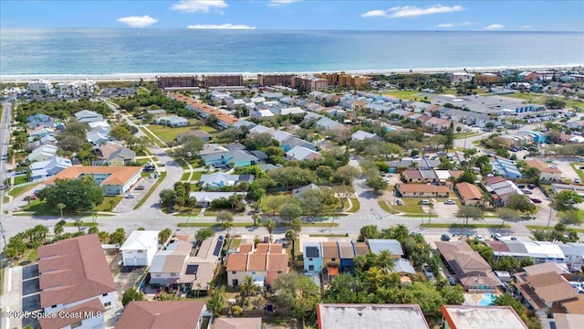 aerial view with a water view and a residential view