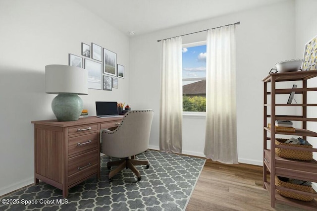 office space featuring light hardwood / wood-style flooring