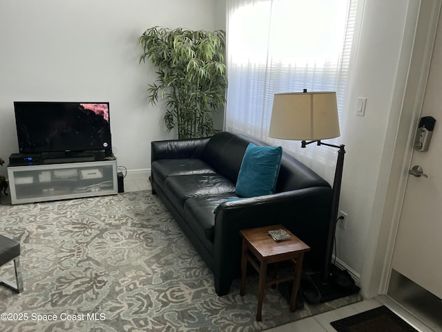 view of tiled living room