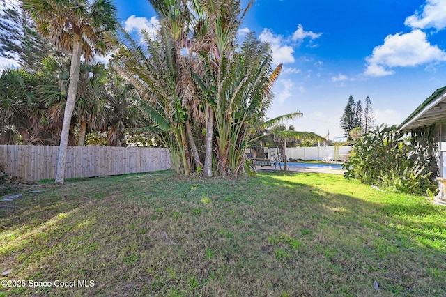 view of yard with a pool