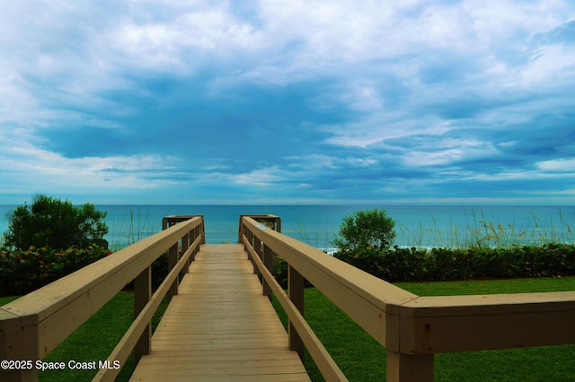 dock area featuring a water view