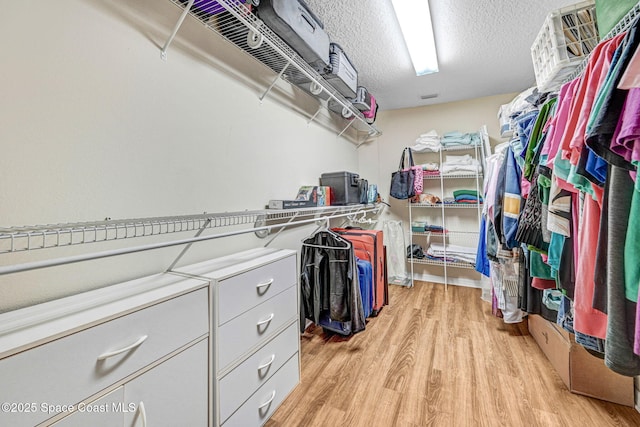 spacious closet with light wood-type flooring