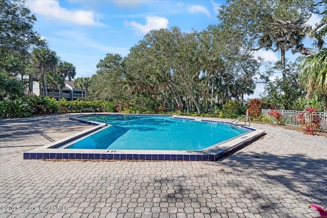 view of swimming pool with a patio area