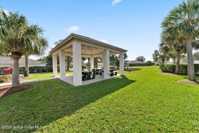 view of yard featuring a gazebo