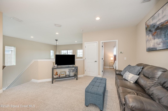 living room with carpet