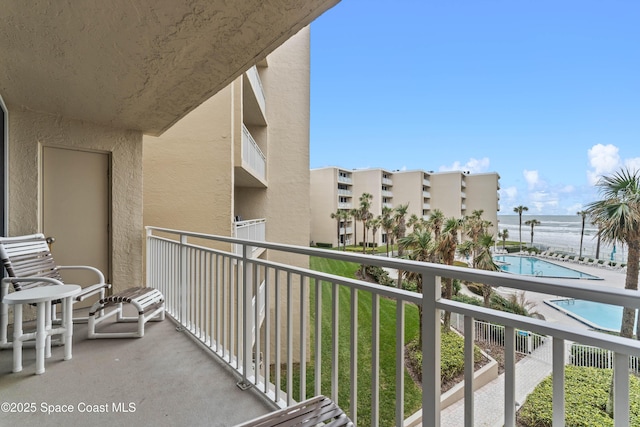 balcony with a water view