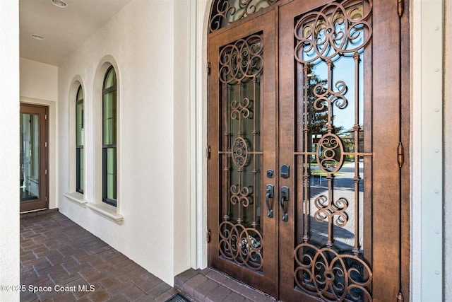 view of exterior entry with french doors