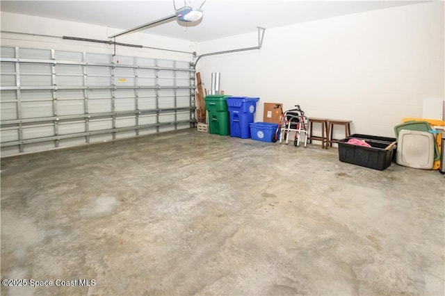 garage with a garage door opener