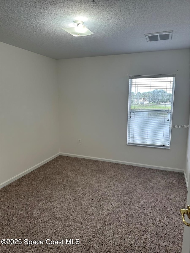 carpeted spare room featuring a textured ceiling