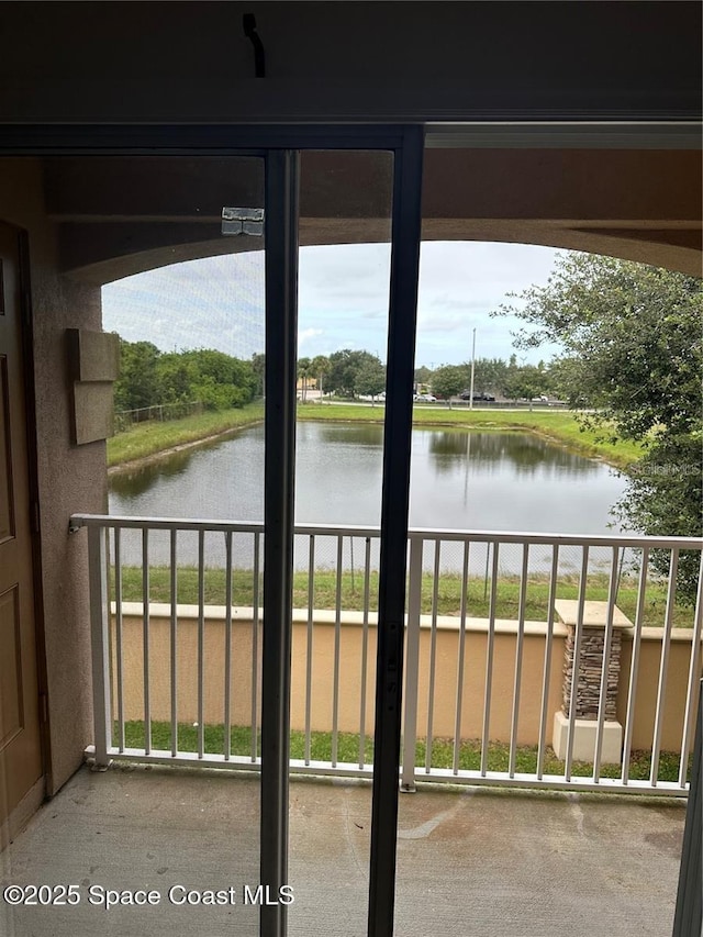 balcony with a water view