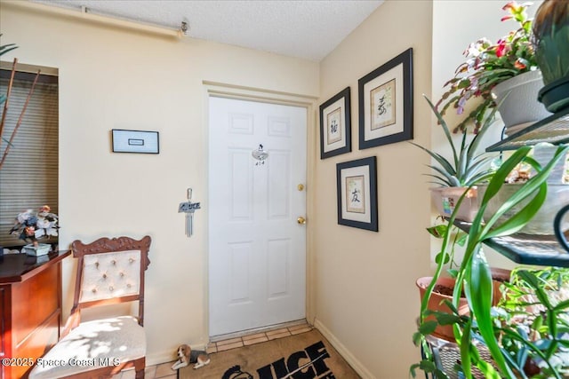 entryway with a textured ceiling