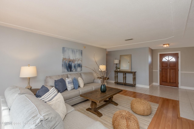 living room with light wood-type flooring