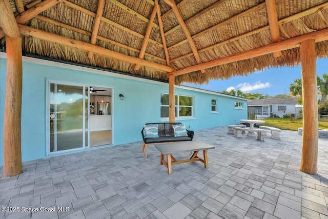 view of patio / terrace with a gazebo