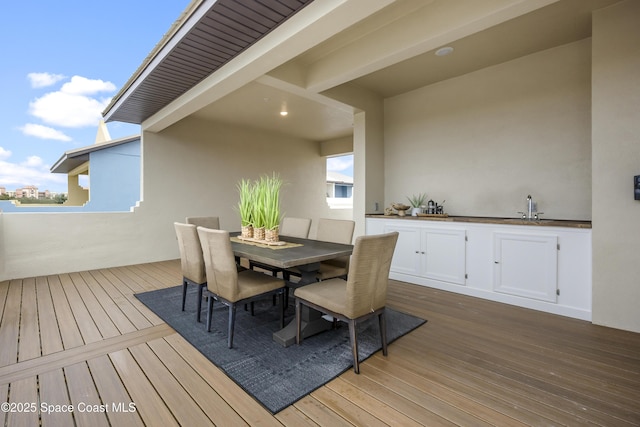 wooden terrace with sink