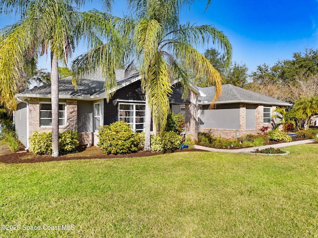 ranch-style home with a front yard