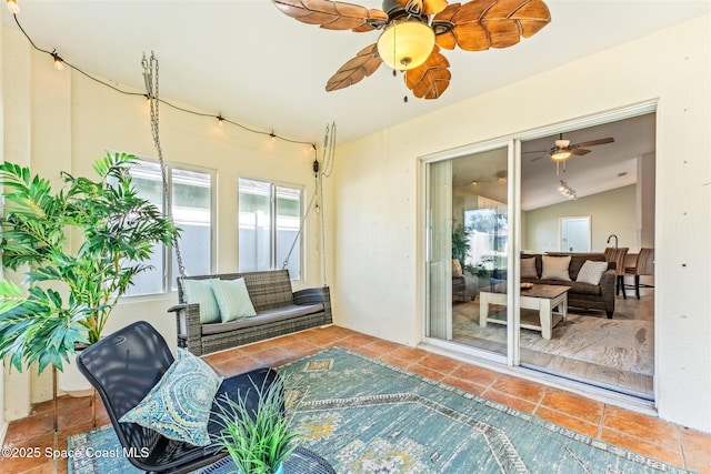 sunroom / solarium with vaulted ceiling