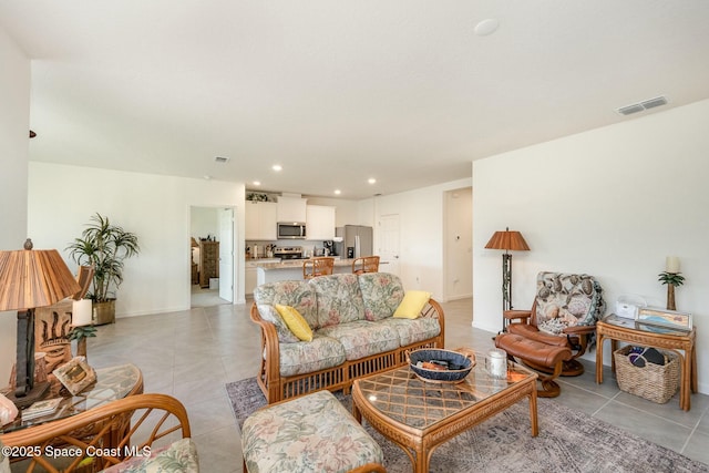 view of tiled living room