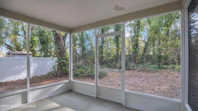 view of unfurnished sunroom