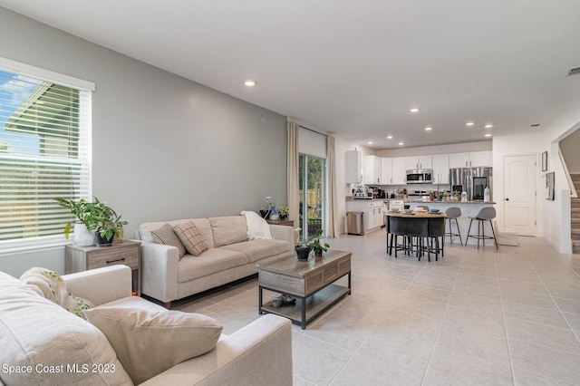 view of tiled living room