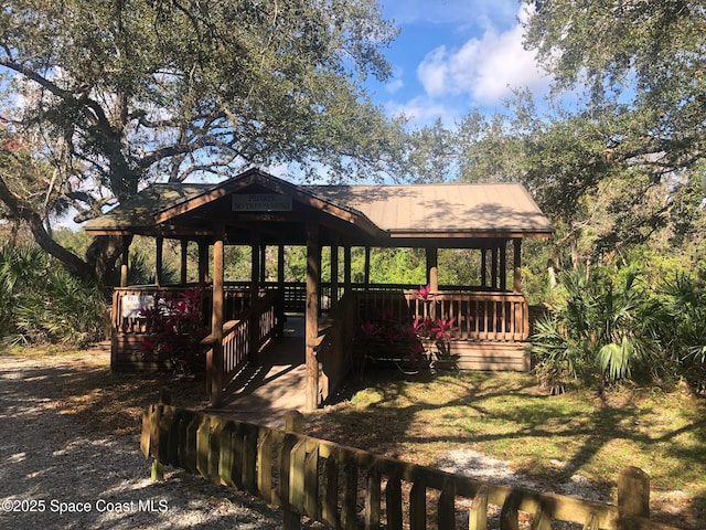 deck featuring a gazebo