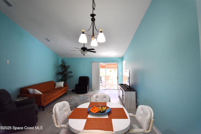 dining room featuring ceiling fan