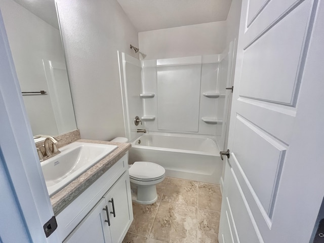 full bathroom with vanity, toilet, and shower / bath combination