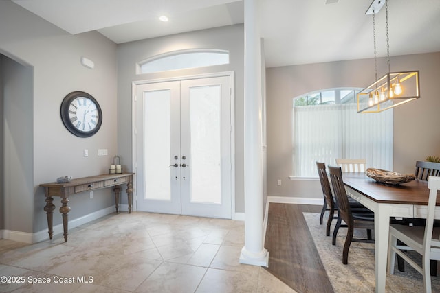 entrance foyer featuring french doors