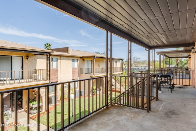 balcony with central air condition unit