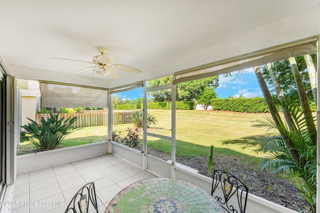 926 Pine Creek Cir NE, Palm Bay, FL 32905 - unfurnished sunroom featuring a ceiling fan