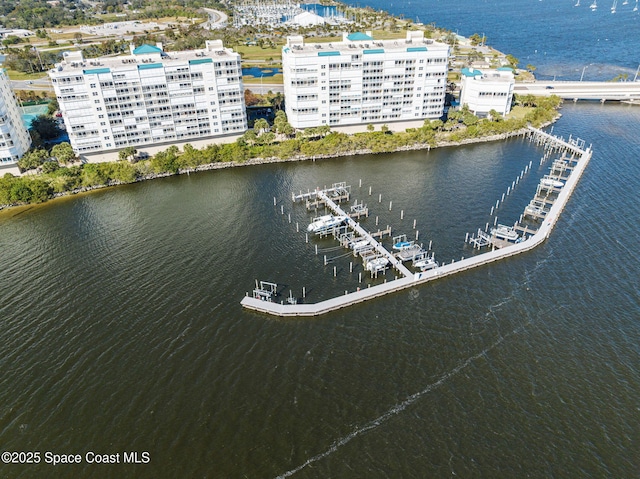 bird's eye view featuring a water view