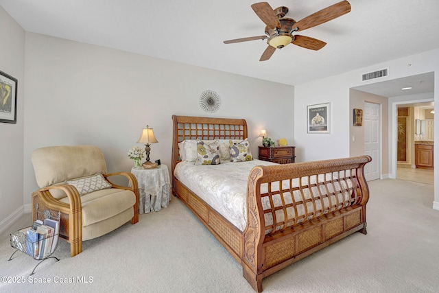 bedroom with carpet floors and ceiling fan