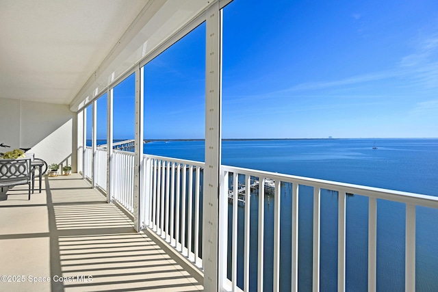 balcony with a water view