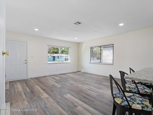 interior space with light hardwood / wood-style flooring