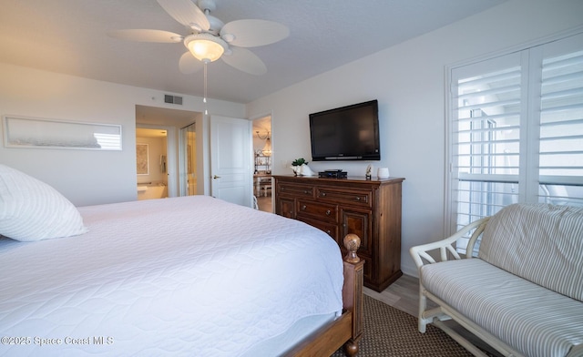 bedroom featuring ceiling fan