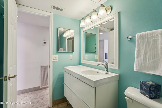 bathroom featuring tile patterned floors, toilet, and vanity