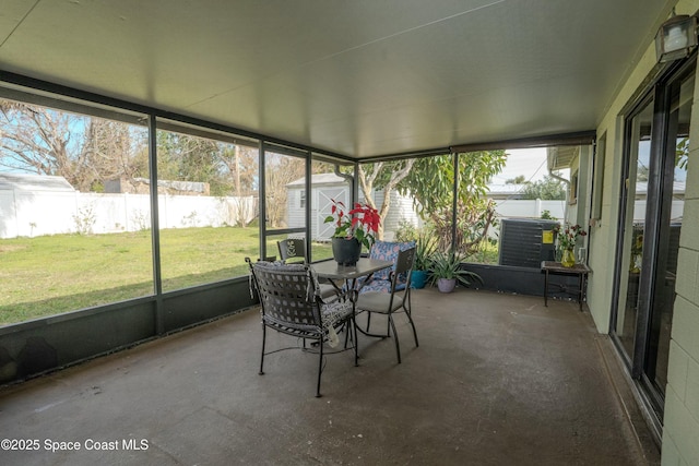 view of unfurnished sunroom