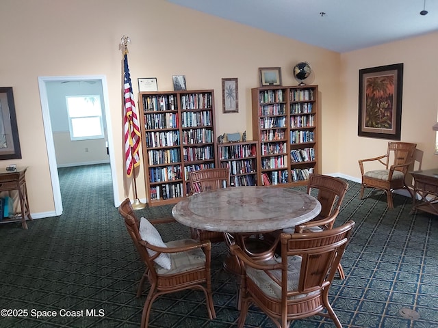 view of carpeted dining room