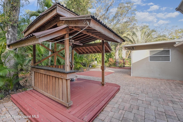 wooden deck featuring a patio