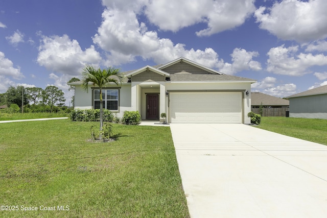 724 San Filippo Dr SE, Palm Bay, FL 32909 - ranch-style house with an attached garage, driveway, and stucco siding