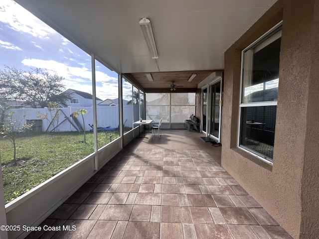 view of unfurnished sunroom